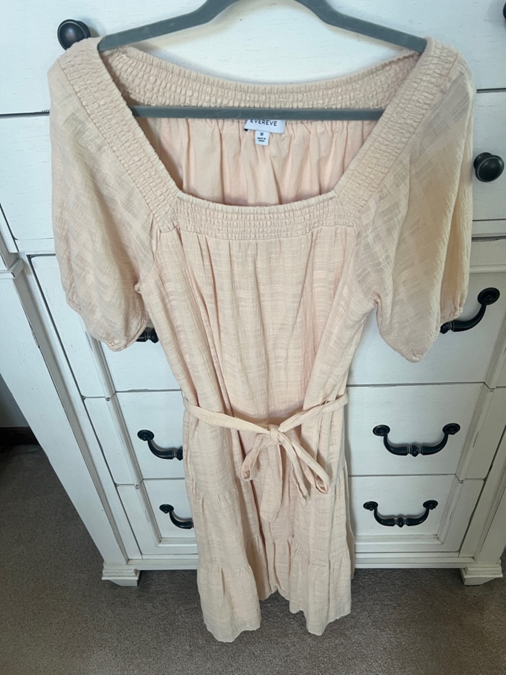 Evereve Cream Tiered Square-Neck Midi Dress - Picture 10 of 16